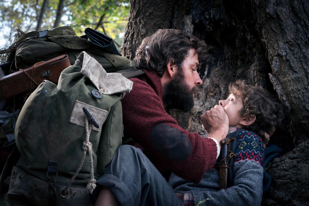 Lee Abbott trying to keep his son quiet / Picture Credit: Paramount Pictures
