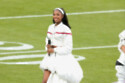 Coco Jones performing at the Super Bowl