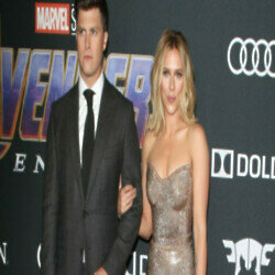Colin Jost and his wife Scarlett Johansson