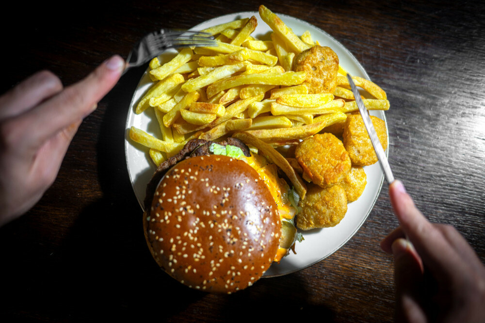 Burger and chips