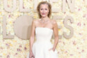 Gillian Anderson wearing her vulva-covered gown at the 2024 Golden Globe Awards