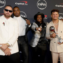 Patrick Mahomes - right - and his Kansas City Chiefs co-stars at the ESPYs