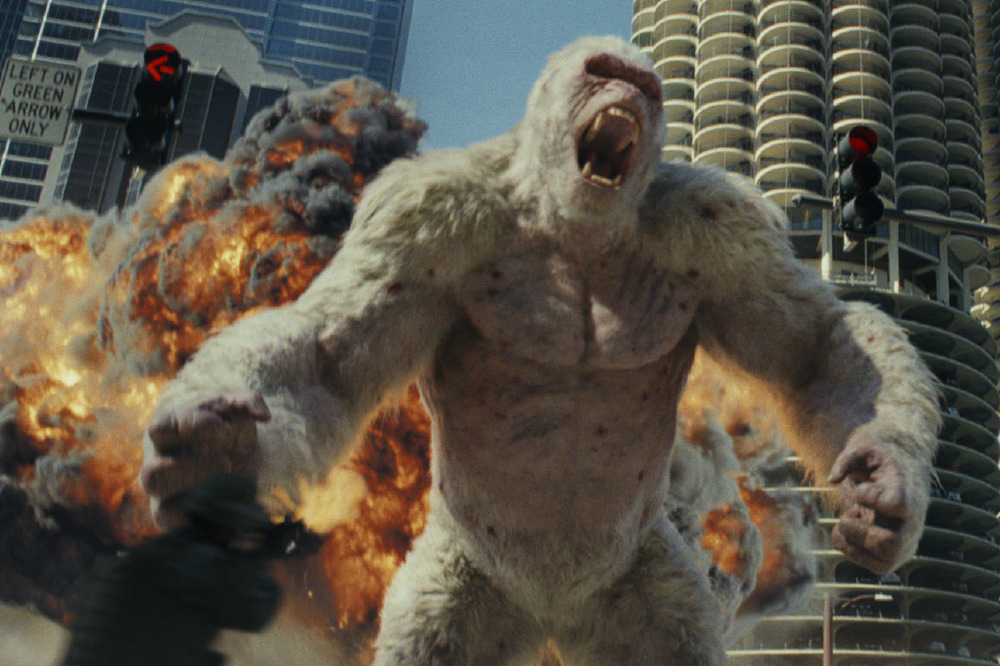 George is an unhappy primate in Rampage